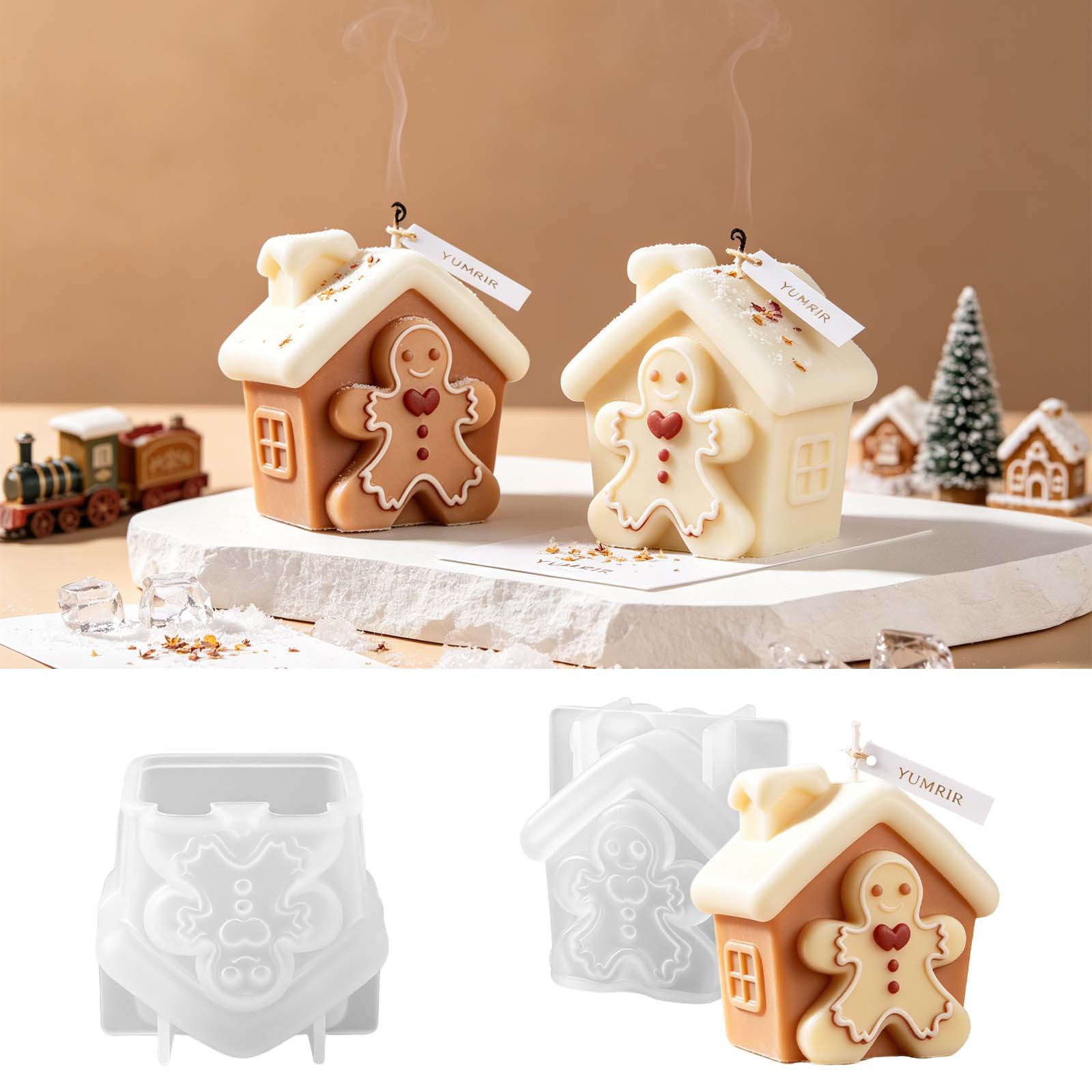 Candle Making Moulds - Christmas Gingerbread House Silicone Mold Easy