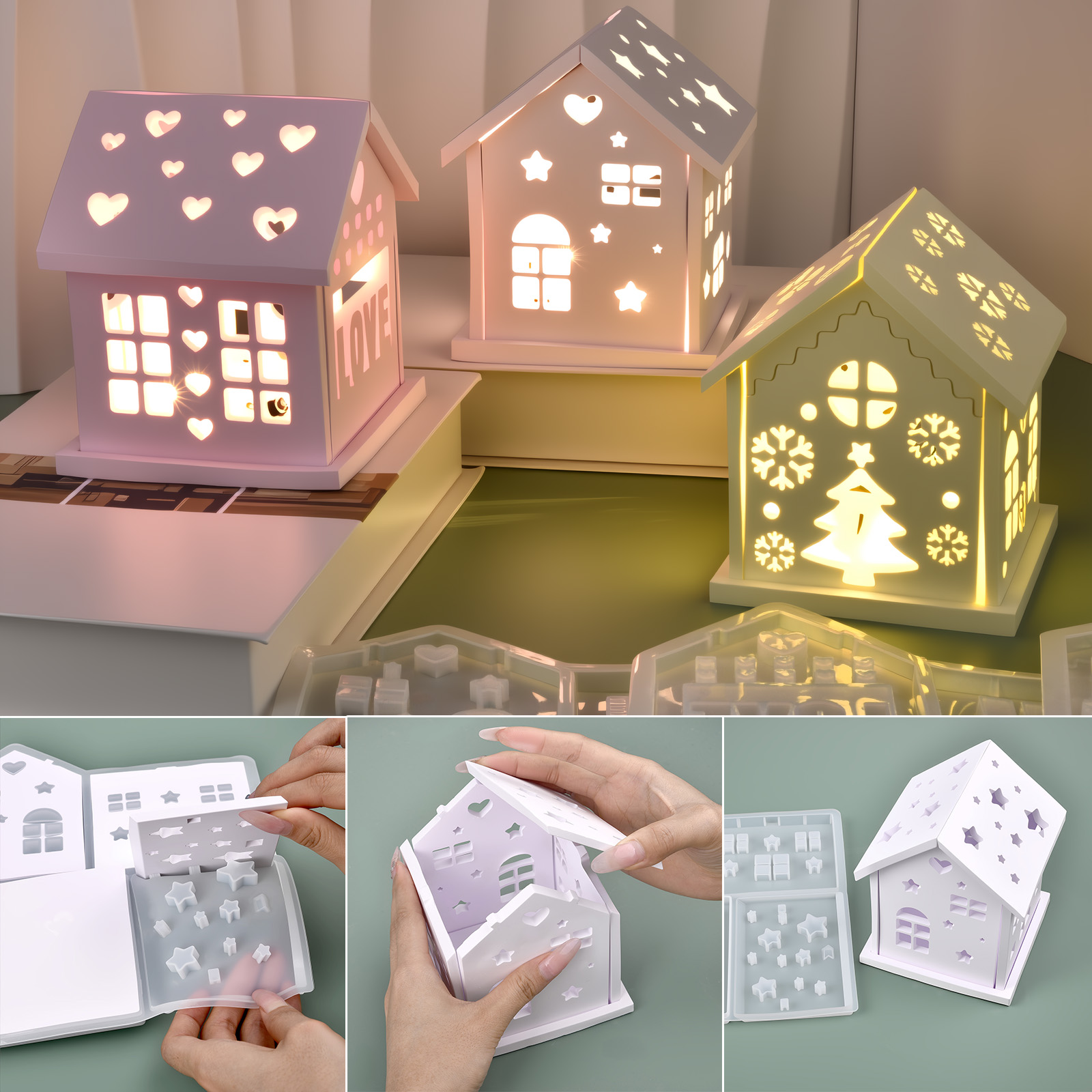 Candle Making Class - 3D House Silicone Mold DIY Christmas