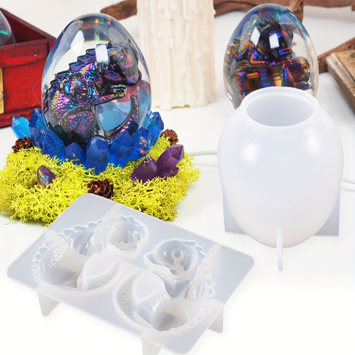 Candle Making Items - Silicone Dragon Egg Molds, 2-Piece Set,